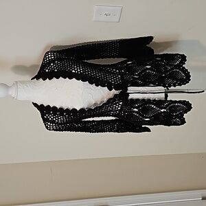 Black open weave sweater size Medium by Moda International